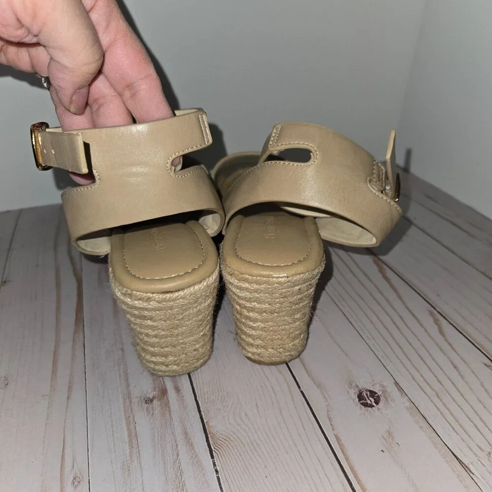 Pierre Dumas Wedge Sandals in Size 9 Beige or Tan